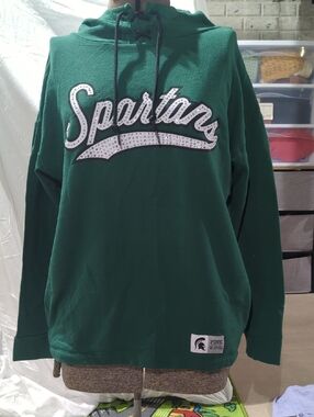 PINK Victoria's Secret Green Spartans Lace-Up Hoodie